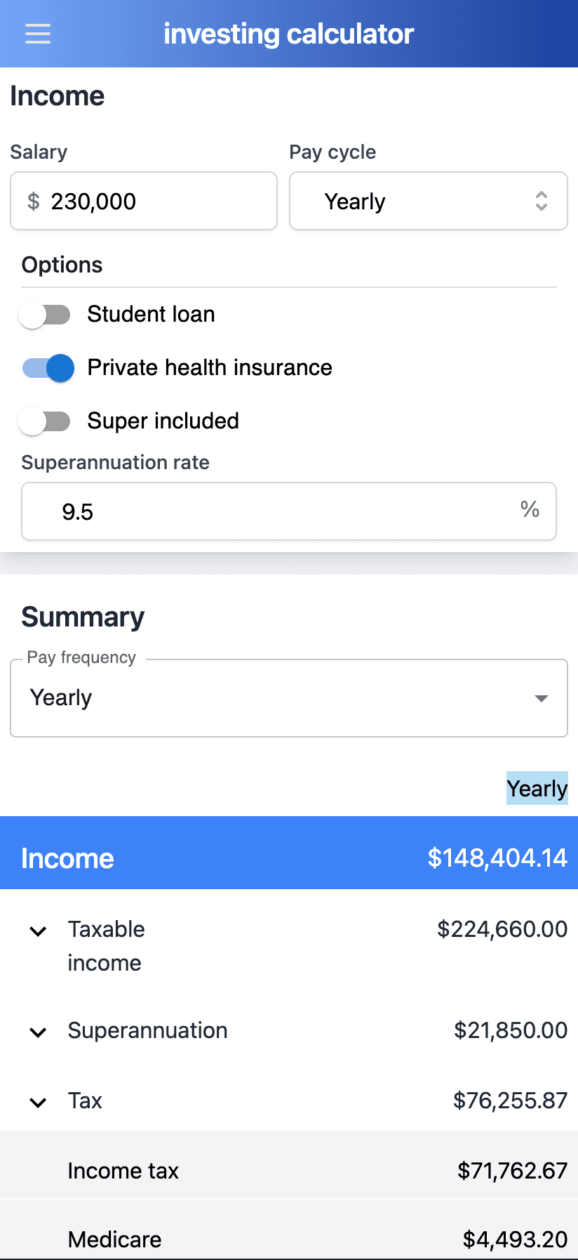 Income preview